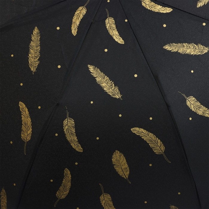 Зонт женский механический &laquo;Золотые перья&raquo;, 8 спиц, d=95, цвет чёрный