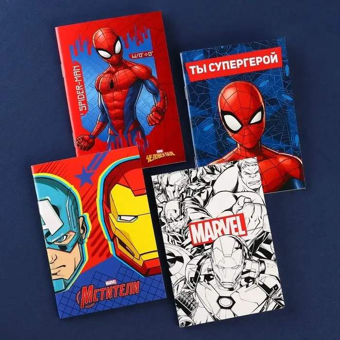 Блокнот А6 32 л на скрепке, 4 вида, МИКС