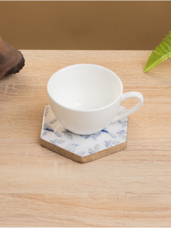 Подставка под горячее (набор 4 шт) "Синие птицы" дерево манго 15х13х5 см