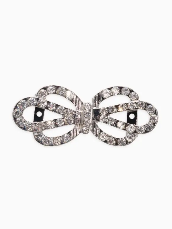 Зажим для кардигана "Ажур", корона, цвет белый в серебре