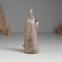 Сувенир полистоун "Дед Мороз с золотой ёлкой, с колокольчиком" 4х4,5х10,8 см