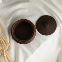 Горшок для запекания с крышкой &laquo;Поли&raquo;, декор, красная глина, 1 л