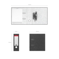 Папка-регистратор А5, 70 мм, BASIC, собранная, мраморная, серая, этикетка на корешке, картон 2 мм, вместимость 450 листов