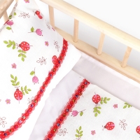 Кукольное постельное &laquo;Божьи коровки &laquo;: простынь, одеяло 46 &times; 36 см, подушка 23 &times; 17 см