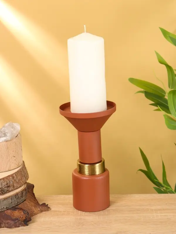 Подсвечник на 1 свечу текстурный &laquo;Терракотовый&raquo;, 10.5&times;10.5&times;19.5 см