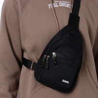 Сумка-слинг из текстиля, 3 наружных кармана, цвет чёрный Сумка-слинг из текстиля, 3 наружных кармана, цвет чёрный