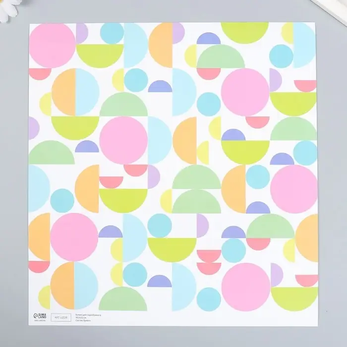 Бумага для скрапбукинга "Яркие круги" плотность 180 гр 30,5х32 см