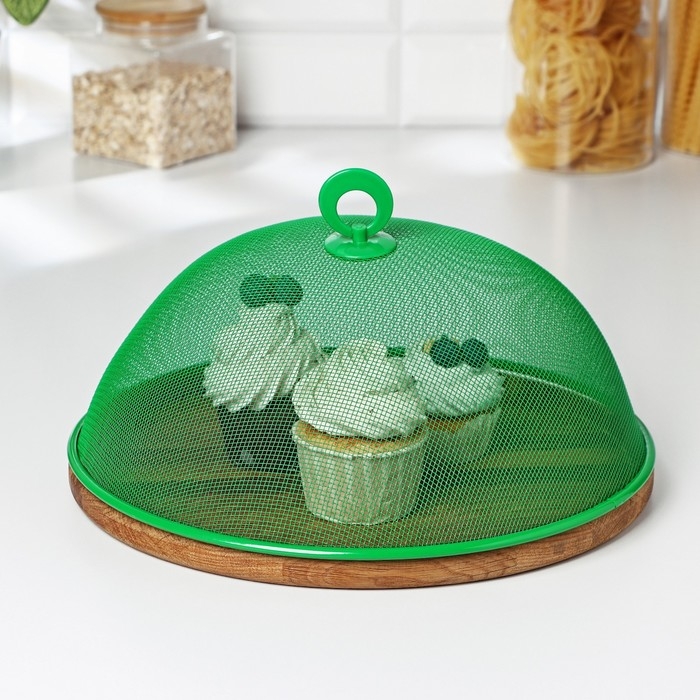 Крышка-сетка для продуктов Доляна &laquo;Вкус&raquo;, d=30 см, зелёная