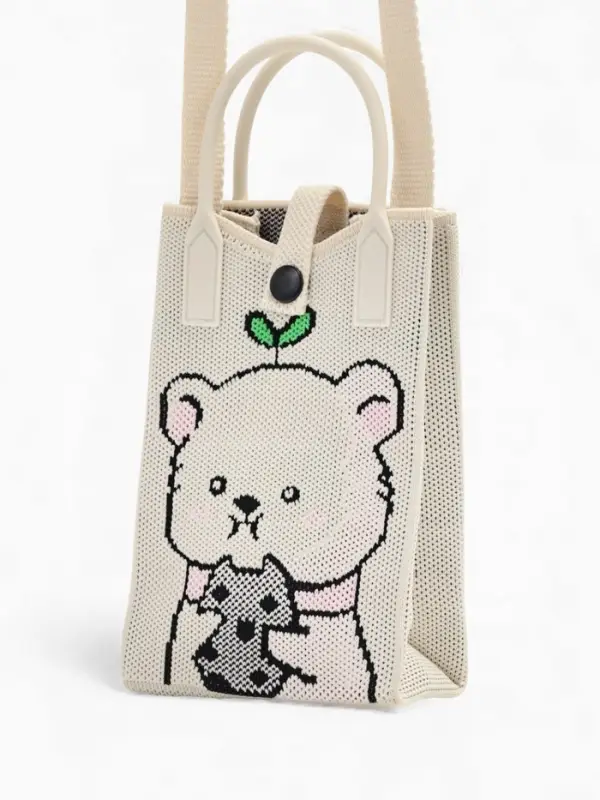 Сумка подр Мишка, 12*4*17, отд на кнопке, дл ремень, белый