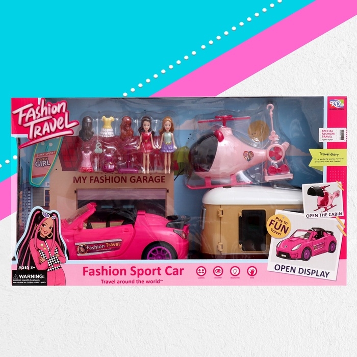 Игровой набор &laquo;Путешественницы&raquo; машина с прицепом, вертолёт, куклы, аксессуары