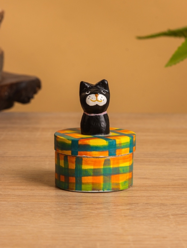 Сувенирная шкатулка &laquo;Чёрный Кот&raquo;, 4.5&times;4.5&times;6 см, дерево, разноцветная