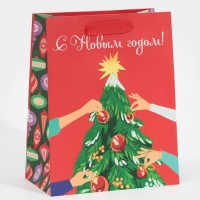 Пакет подарочный новогодний ламинированный &laquo;Шарики&raquo;, MS 18 х 23 х 10 см, Новый год