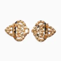 Зажим для кардигана "Ажур", шип, цвет белый в золоте