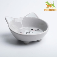 Миска керамическая "Голова кота" 150 мл  14 x 12,5 x 6,5 cм, серая