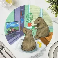 Салфетка сервировочная кухонная Доляна &laquo;Капибары геймеры&raquo;, d=36 см, настольное покрытие