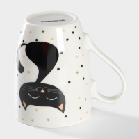 Кружка Доляна &laquo;Котик&raquo;, 350 мл, фарфор, цвет белый