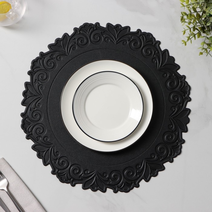 Набор салфеток сервировочных &laquo;Элоиза&raquo;, d=37,5 см, 4 шт, цвет чёрный