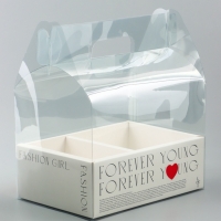 Коробка с PVC для цветов и десертов 26 х 18 х 30 см, любовь