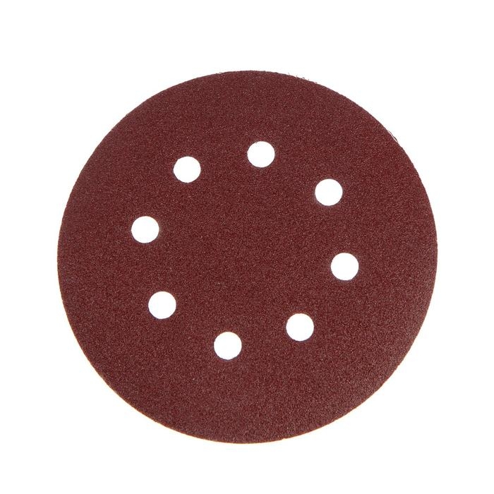 Круг абразивный шлифовальный под Круг абразивный шлифовальный под "липучку" ТУНДРА, перфорированный, 150 мм, Р80, 5 шт.