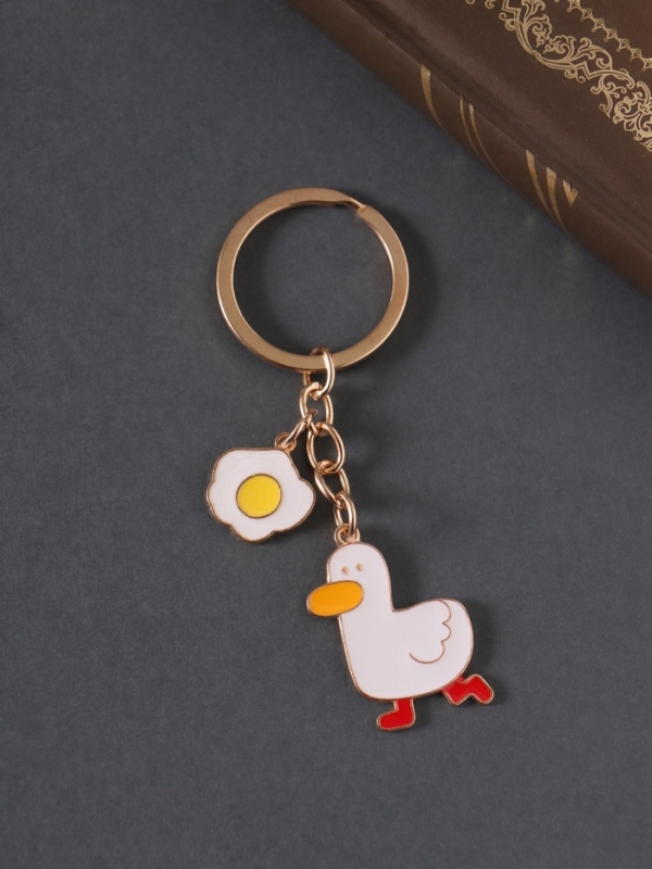 Брелок металл, эмаль "Утка и яйцо" 9 см