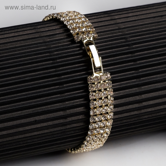 Браслет со стразами &laquo;Сияй&raquo; четыре ряда, цвет белый в золоте, 18 см