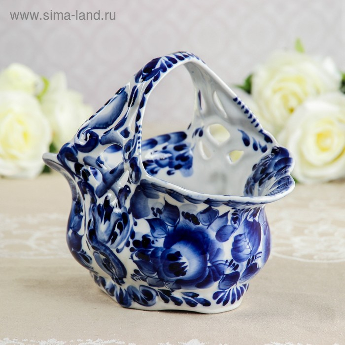 Конфетница &laquo;Весна&raquo;, 21&times;13&times;18 см, гжель