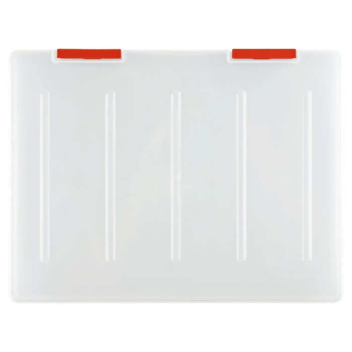 Контейнер для документов А4, СТАММ с красными защелками, прозрачный