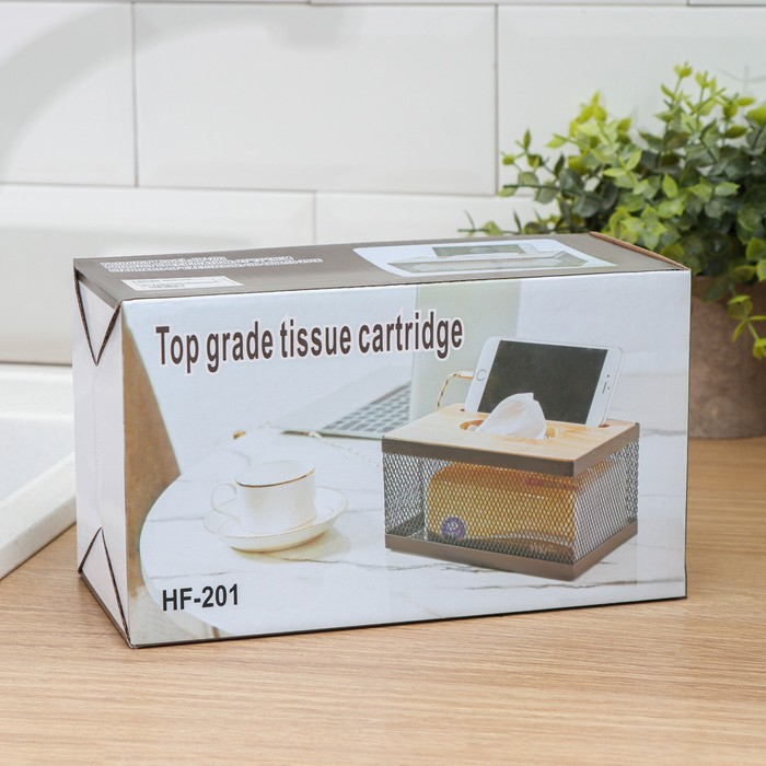 Салфетница &laquo;Эстетика&raquo;, 21&times;12&times;10 см, цвет коричневый