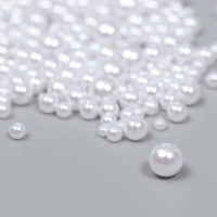 Бусины для творчества пластик "Круглые. Белые" d=3-8 мм, набор 10 гр Бусины для творчества пластик "Круглые. Белые" d=3-8 мм, набор 10 гр