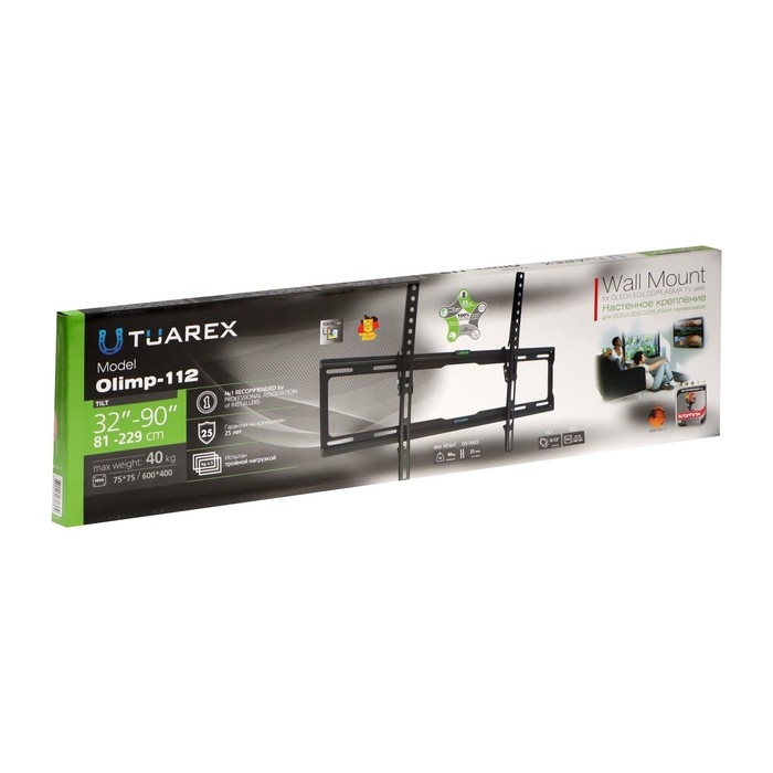 Кронштейн Tuarex OLIMP-112, для ТВ, наклонный, 32-90 Кронштейн Tuarex OLIMP-112, для ТВ, наклонный, 32-90", до 40 кг, 25 мм, черный