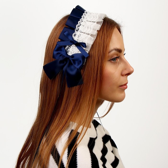 Карнавальная повязка &laquo;Лолита&raquo;, цвет синий с белым кружевом