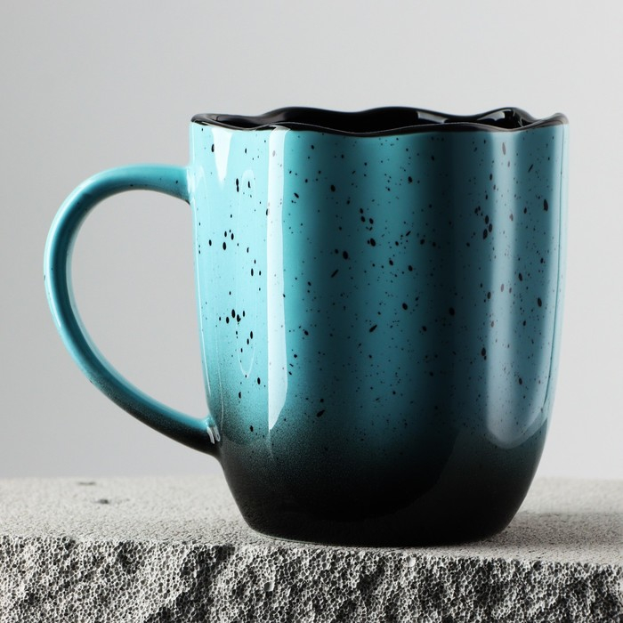 Кружка керамическая неровный край «Синяя», 350 мл, цвет синий Кружка керамическая неровный край «Синяя», 350 мл, цвет синий