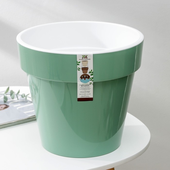 Кашпо для цветов со вставкой &laquo;Порто&raquo;, 9 л, цвет нефрит