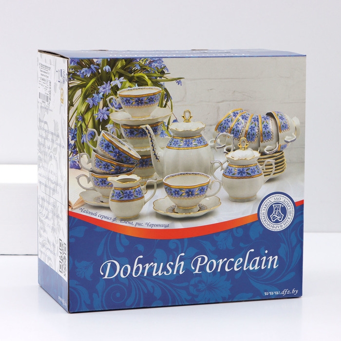 Сервиз кофейный фарфоровый &laquo;Симфония&raquo;, 15 предметов: кофейник 800 мл, сахарница 400 мл, сливочник 180 мл, чашка кофейная 110 мл, блюдце d=12 см