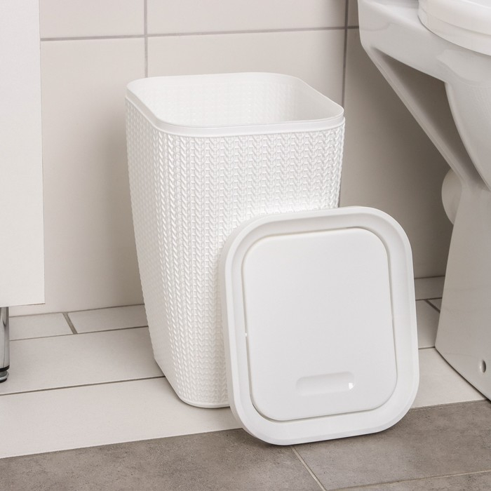 Контейнер для мусора &laquo;Вязаное плетение&raquo;, 10 л, цвет белый