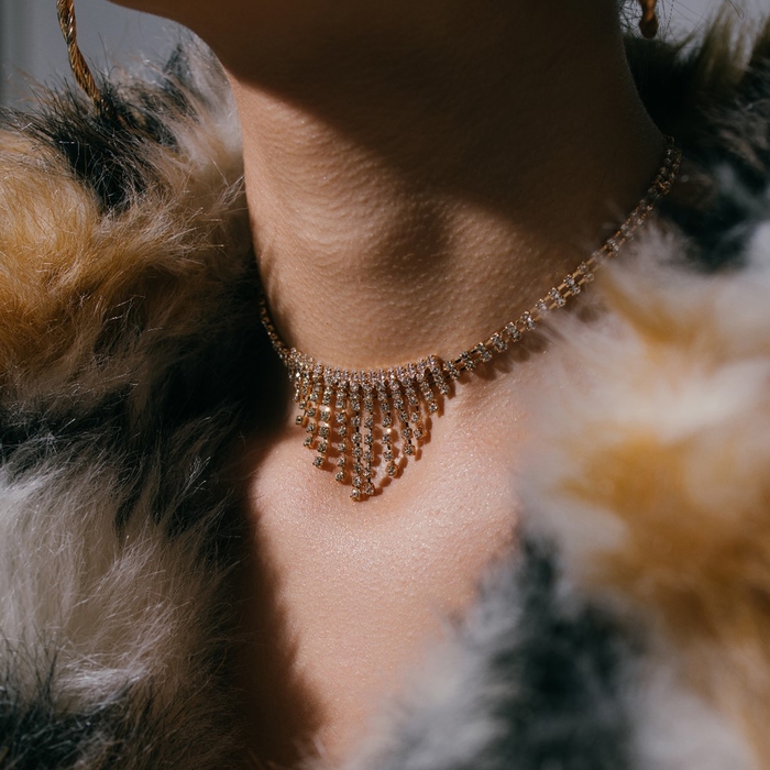 Колье «Водопад» мини, цвет белый в золоте, 30 см Колье «Водопад» мини, цвет белый в золоте, 30 см
