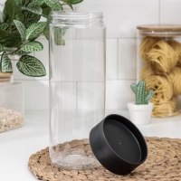 Ёмкость для сыпучих продуктов, Asti, 1.5 л, цвет прозрачный, крышка чёрная Ёмкость для сыпучих продуктов, Asti, 1.5 л, цвет прозрачный, крышка чёрная