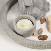 Сад камней Дзен d=16,5 см Хотей "ничего не слышу", со свечой, серый Сад камней Дзен d=16,5 см Хотей "ничего не слышу", со свечой, серый