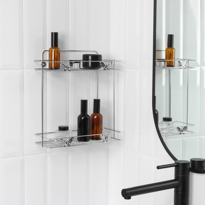 Полка 2-х ярусная Доляна &laquo;Бабочки&raquo;, 28&times;10,5&times;31 см