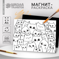 Магнит-раскраска многоразовая &laquo;Котики&raquo;, 14,8 &times; 21 см