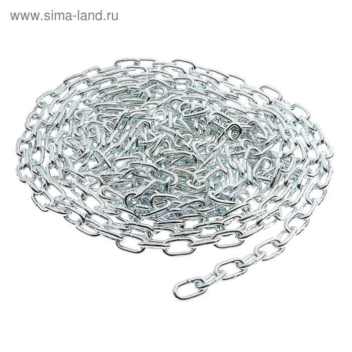 Цепь короткозвенная ТУНДРА krep, DIN766, диаметр 6 мм, сварная, оцинкованная, 10 м