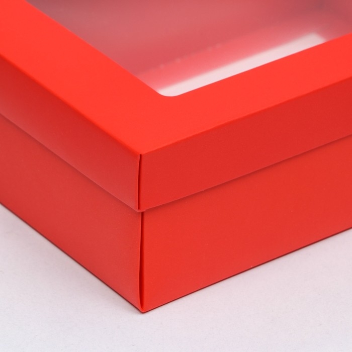 Коробка подарочная складная, упаковка, &laquo;Красная&raquo;, с окном, 21 х 15 х 7 см