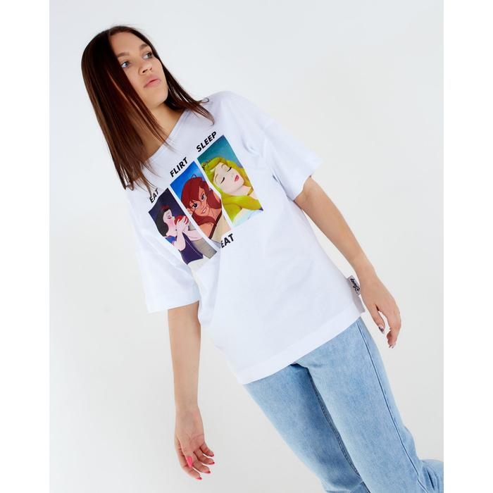 Футболка &laquo;Repeat&raquo; Принцессы oversize, цвет белый