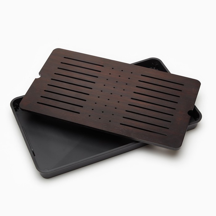 Поднос для чайной церемонии, 42.5 х 25.5 х 4см, черный поддон