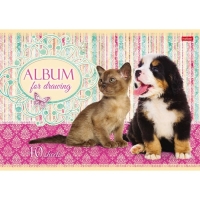 Альбом для рисования А4, 40 листов, на скрепке, "Маленькие друзья", обложка мелованный картон, блок 100 г/м&sup2;, МИКС