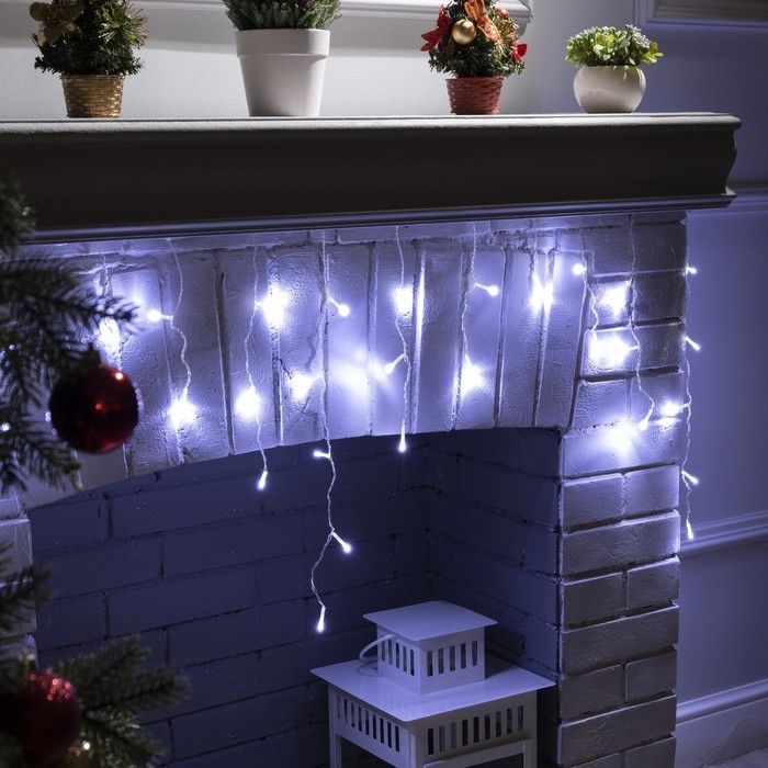 Гирлянда &laquo;Бахрома&raquo; 1.8 &times; 0.5 м, IP20, прозрачная нить, 48 LED, свечение белое, 8 режимов, 220 В