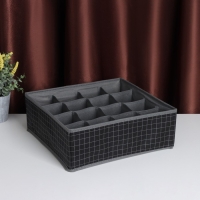 Органайзер для хранения белья Доляна &laquo;Кло&raquo;, 16 ячеек, 32&times;32&times;12 см, цвет чёрный