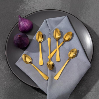 Ложки чайные из нержавеющей стали Доляна &laquo;Голд&raquo;, длина 13,3 см, 6 шт, цвет золотой