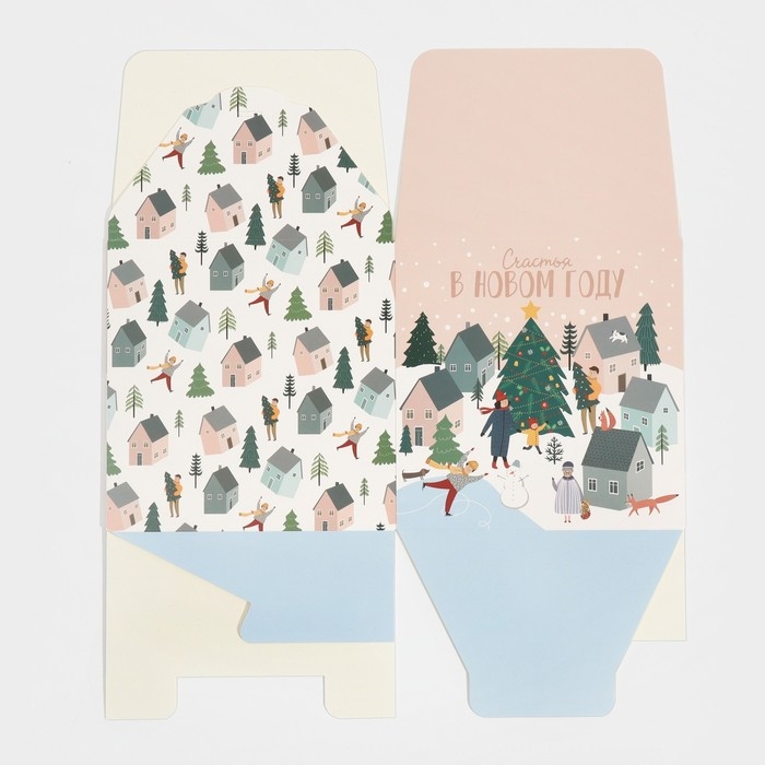 Коробка подарочная новогодняя складная &laquo;Город новогодний&raquo;, 18 х 18 х 18 см, Новый год