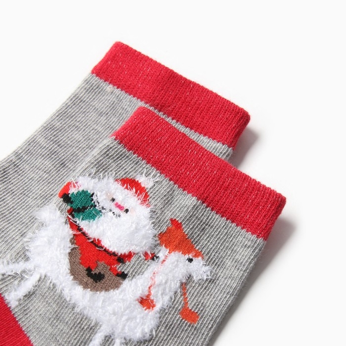 Новый год. Носки махровые детские, цвет серый, размер 18-20 Новый год. Носки махровые детские, цвет серый, размер 18-20